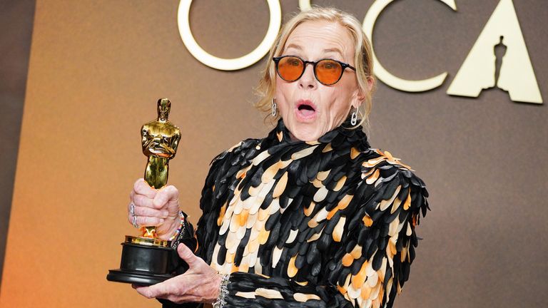 Weapons star Amy Madigan was the first winner of the night. Pic: Jordan Strauss/Invision/AP