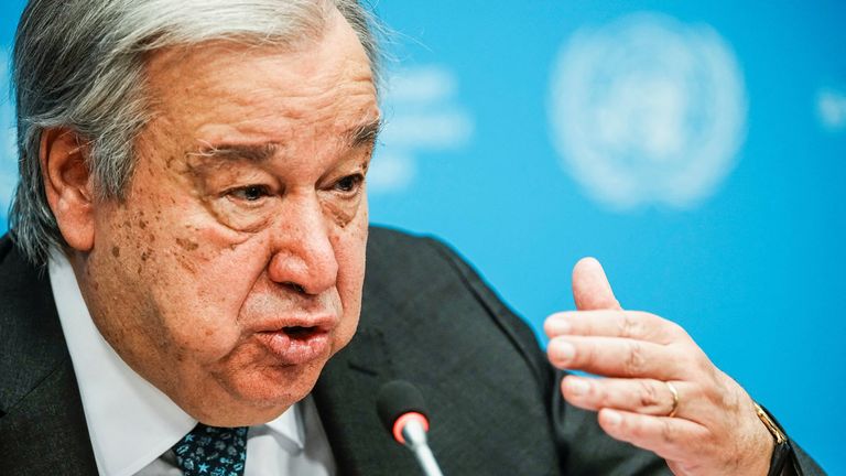 United Nations secretary-general Antonio Guterres. Pic: Reuters