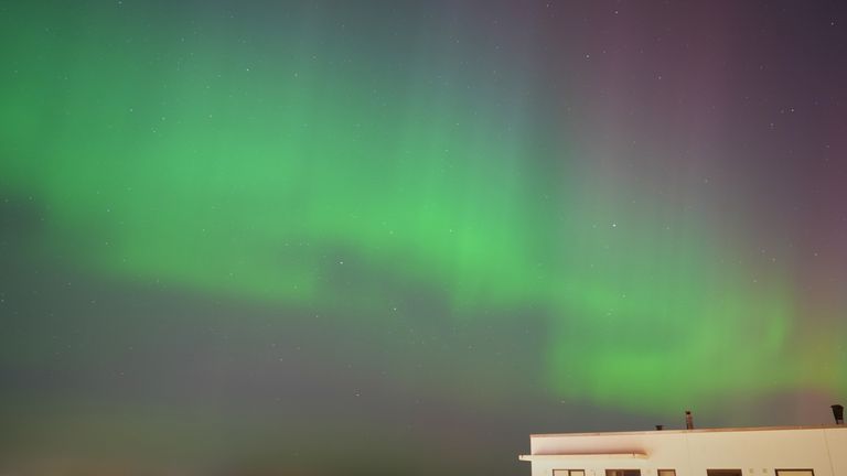 The Northern Lights over the Tallinn bay of the Baltic Sea in Tallinn, Estonia. Pic: AP
