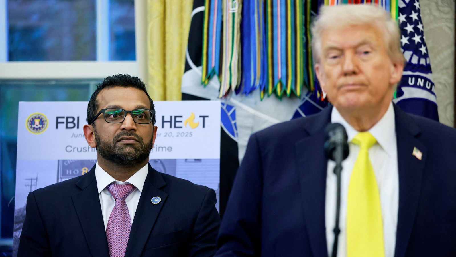 FBI director Kash Patel, left, and Donald Trump, right. Pic: Reuters
