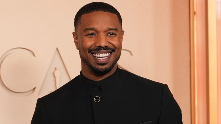Michael B Jordan in the chicest black suit, and a winning smile. Pic: AP