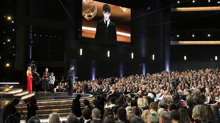 The Peacock Theater is already home to the Emmys, where British actor and Adolescence star Owen Cooper won the award for outstanding supporting actor last year. Pic: Danny Moloshok/Invision for the Television Academy/AP