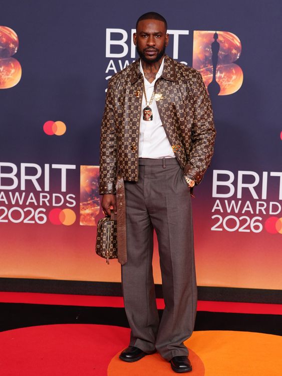 Skepta with a matching leather jacket and bag, looking effortlessly cool. Pic: PA
