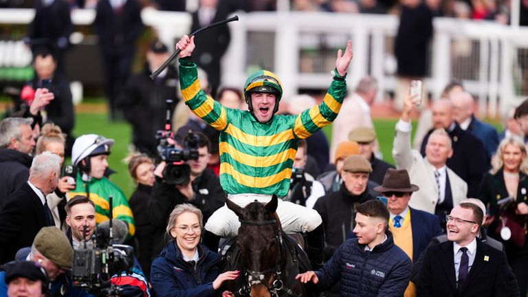 Johnnywho returns to the winner's enclosure at Cheltenham
