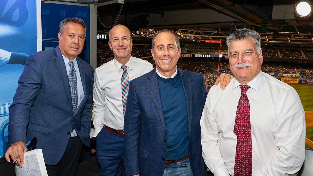 SNY broadcasters with Jerry Seinfeld