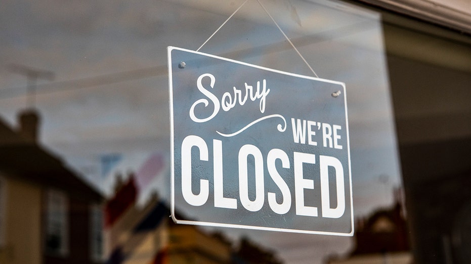 Closed sign in a shop window