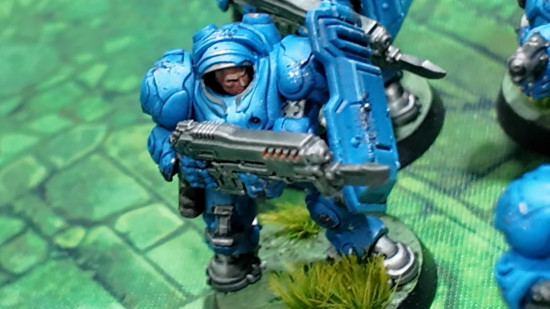A Terran Marine from the Starcraft Tabletop Miniatures Game