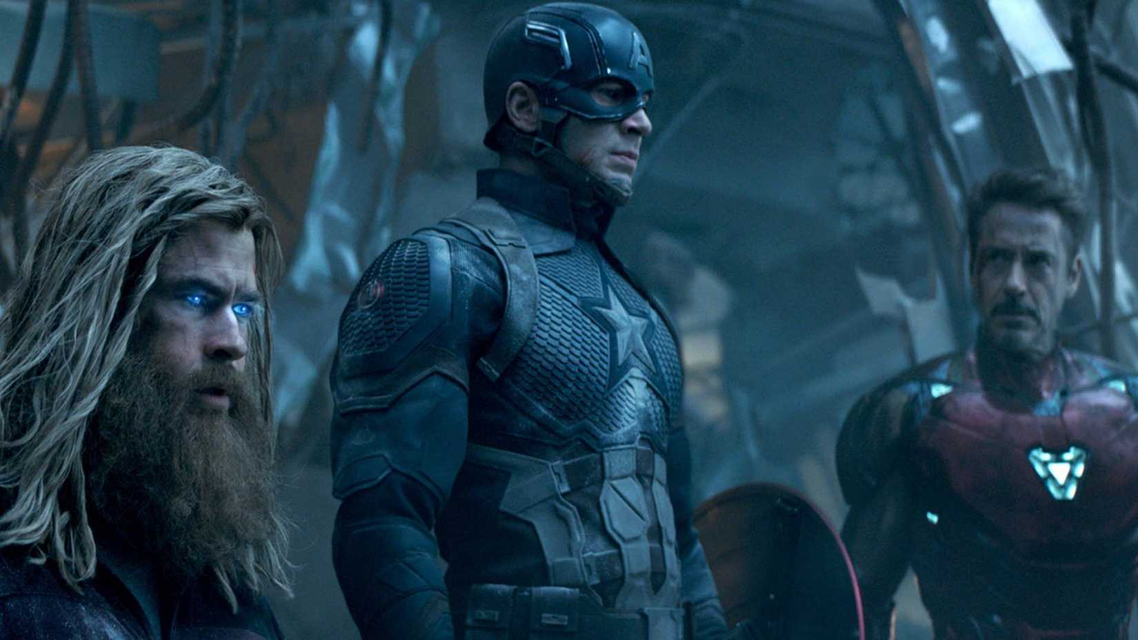 Thor (Chris Hemsworth), Captain America (Chris Evans), and Iron Man (Robert Downey Jr.) in Avengers: Endgame