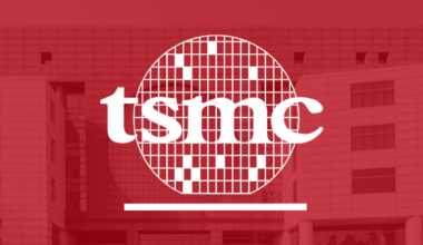The "TSMC" laid on top of a red background.