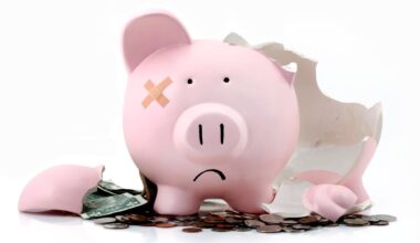 A broken piggy bank, representing bad investment news.