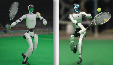 Humanoid robot learns to play tennis with AI