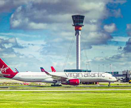 Virgin Atlantic Airbus A350-1000 taxiing at Heathrow ahead of next flight custom thumbnail