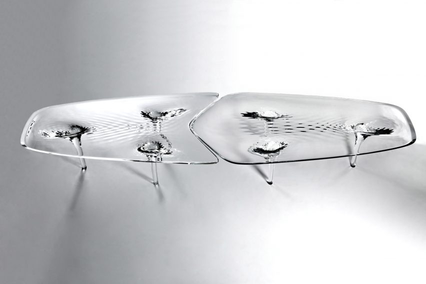 Liquid Glacial Dining Table designed by Zaha Hadid