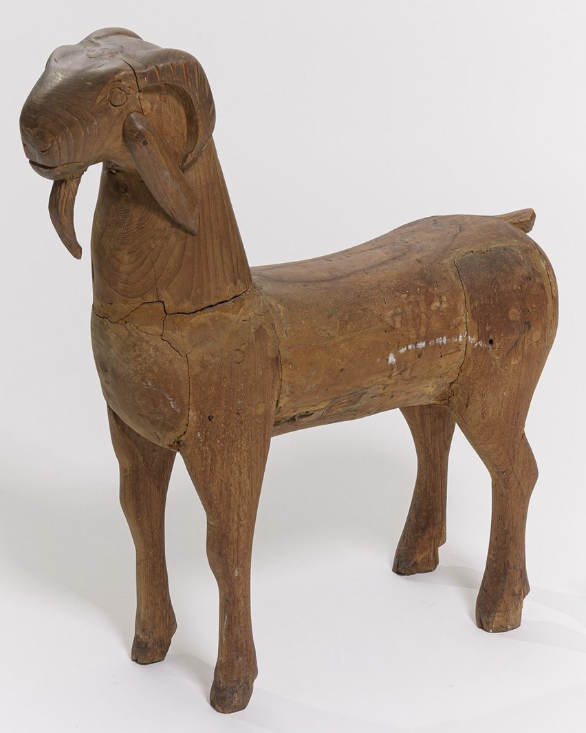 A wooden goat owned by Zaha Hadid