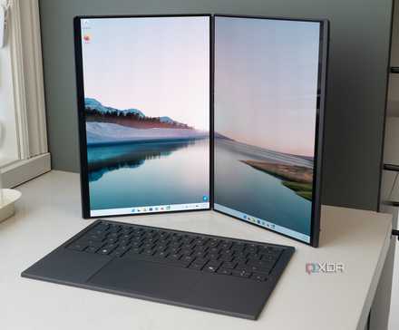 Asus' Zenbook Duo (2026) on its side