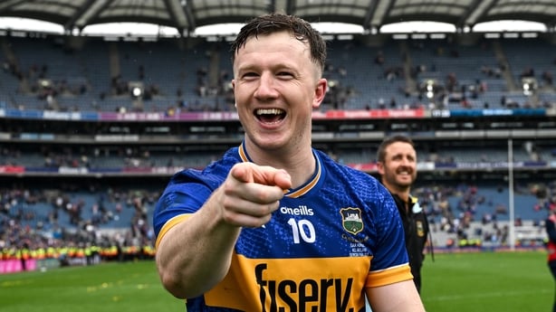 20 July 2025; Jake Morris of Tipperary celebrates after the GAA Hurling All-Ireland Senior Championship final match between Cork and Tipperary at Croke Park in Dublin. Photo by Ray McManus/Sportsfile