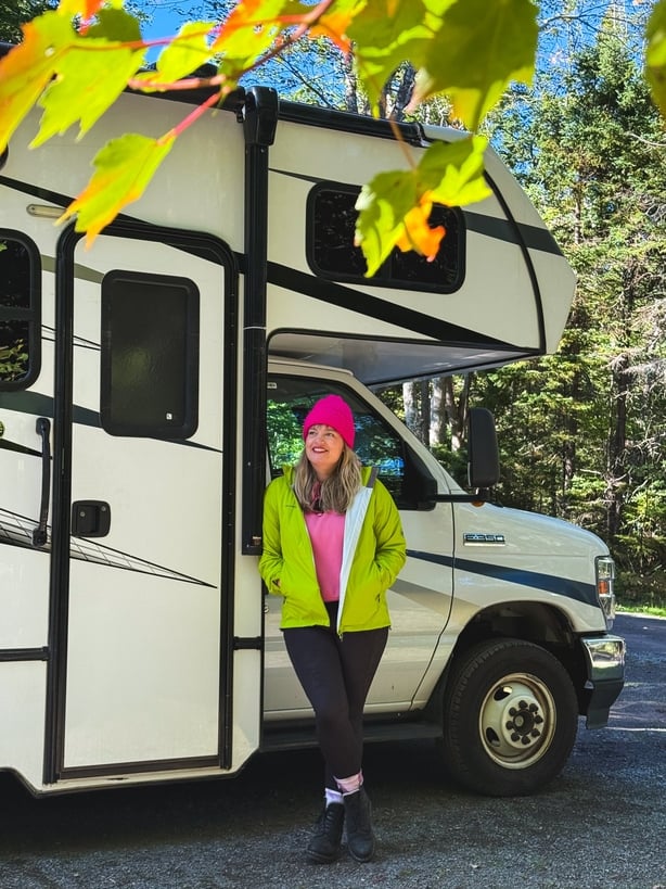 Tara with the RV in Caribou Nova Scotia