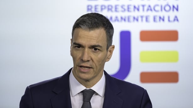 Spain's Prime Minister Pedro Sanchez holds a press conference at the end of a special European Summit in Brussels, Belgium
