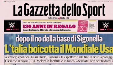 Italy reels from third World Cup blow