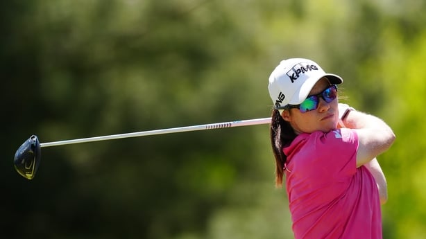 v LPGA golfer Leona Maguire plays her tee shot on the first hole during the final round of the Aramco Championship on April 5, 2026, at Shadow Creek Golf Course in Las Vegas, Nevada.