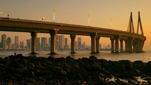 Bridge over Arabian sea in Mumbai connecting Bandra to Worli