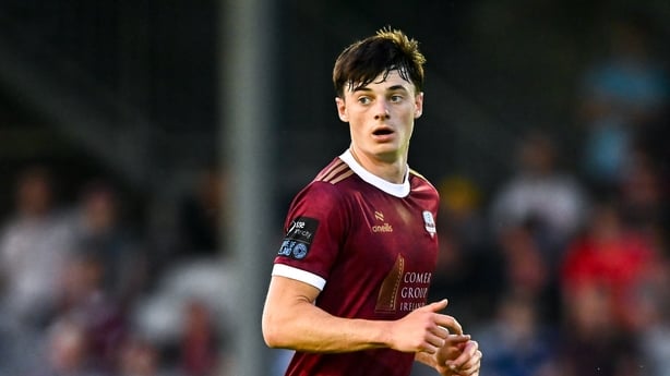 15 August 2025; Axel Piesold of Galway United during the Sports Direct Men's FAI Cup third round match between Salthill Devon and Galway United at Eamonn Deacy Park in Galway. Photo by Piaras Ó MÃdheach/Sportsfile