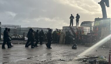 Bridge to Galway Port being secured as demonstration over
