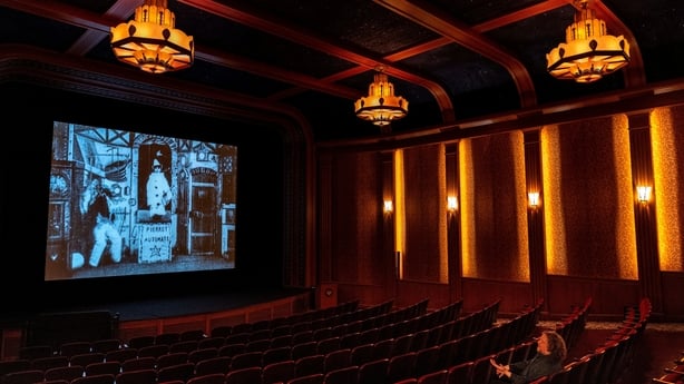 Georges Méliès's Gugusse et l'Automate plays on a screen at the Packard Campus cinema of the Library of Congress's National Audio-Visual Conservation Center in Culpeper, Virginia, on 2 April, 2026. (Photo by Kent Nishimura / AFP)