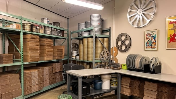 A workspace in the nitrate vault is seen at the Packard Campus of the Library of Congress's National Audio-Visual Conservation Center is seen in Culpeper, Virginia, on 2 April, 2026. (Photo by KENT NISHIMURA / AFP)