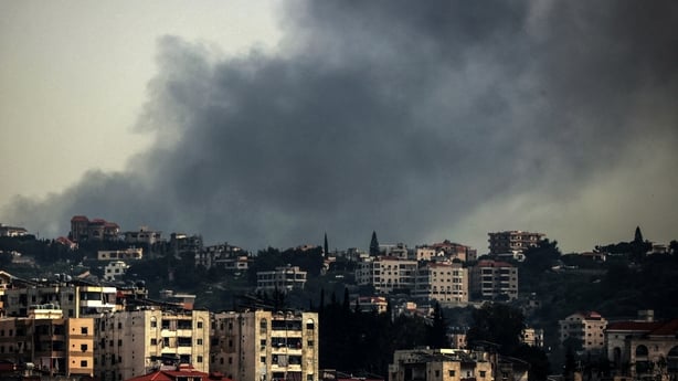 Smoke rises from the site of an Israeli airstrike that targeted the southern Lebanese town of Deir al-Zahrani