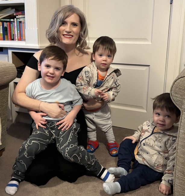 Undated handout photo of Ciara Bowe with her sons Seamus (left) and twins Tadhg and Cathal 