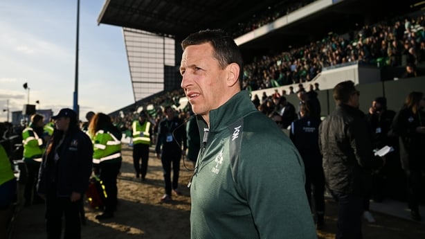 18 April 2026; Ireland head coach Scott Bemand after his side's victory in the Women's Six Nations Rugby Championship match between Ireland and Italy at Dexcom Stadium in Galway. Photo by Brendan Moran/Sportsfile