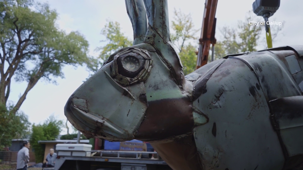 Gallup artist creates Route 66-inspired jackrabbit sculpture from salvaged car