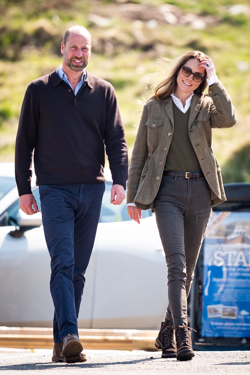 The Prince and Princess of Wales, known as the Duke and Duchess of Rothesay when in Scotland, before taking the ferry across the water to the Isle of Iona, on the last day of the royal visit to the Isle of Mull.
