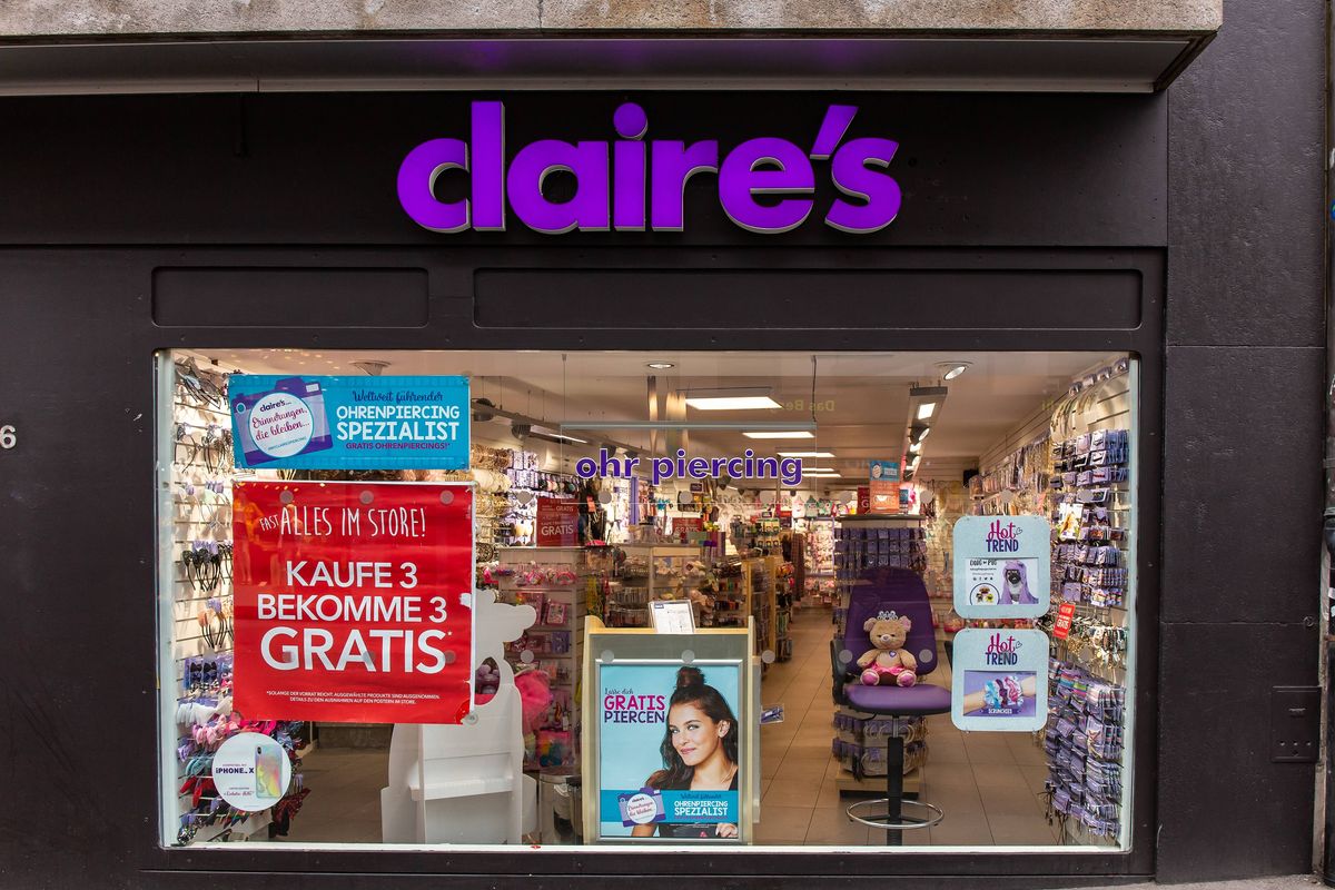 BASEL, SWITZERLAND - MARCH 31, 2018: Claires store. Claires is an American retailer of accessories and jewelry primarily aimed toward girls and teenagers. It was founded in 1961