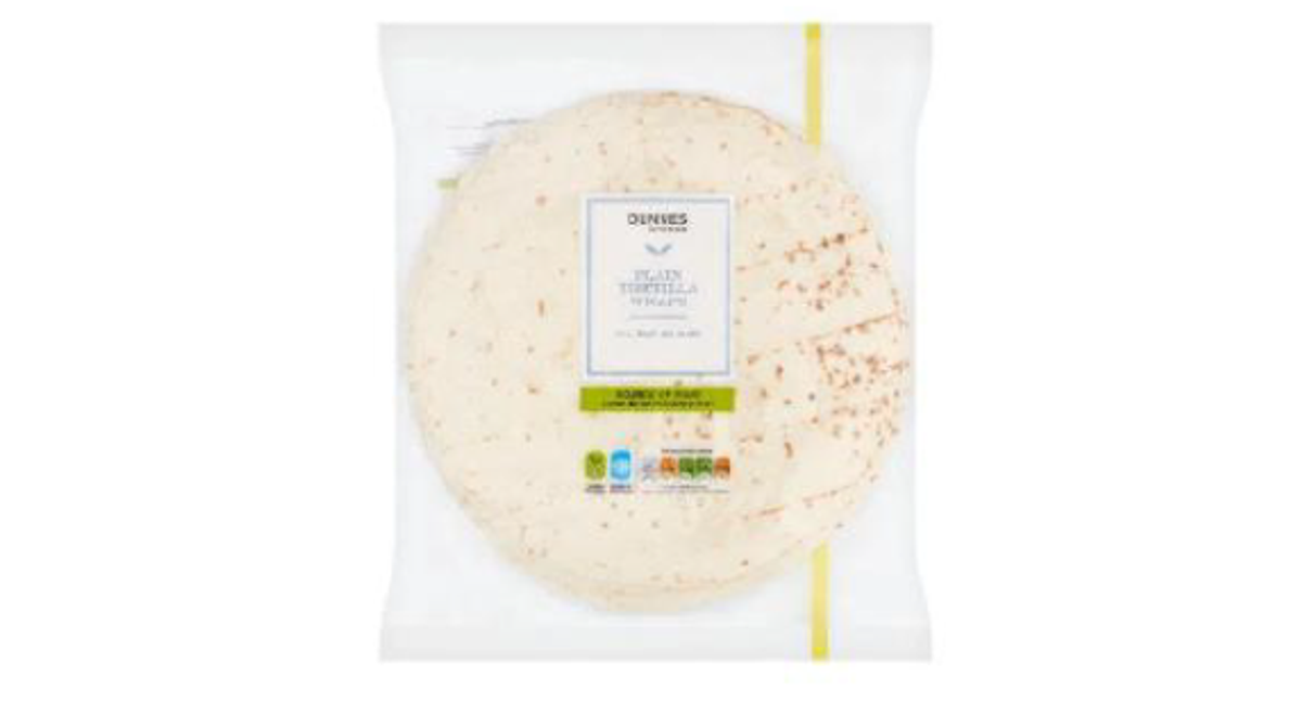 Recall of specific batches of Dunnes Stores Plain Tortilla Wraps due to the possible presence of metal pieces