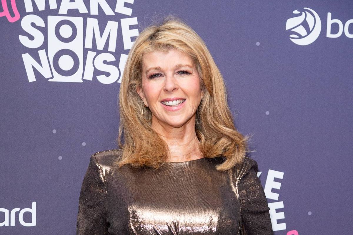 kate garraway in silver metallic dress