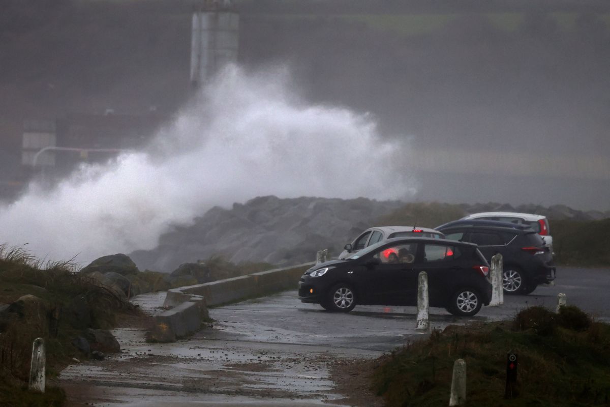 09/12/'25  Heavy seas batter the South coast of Arklow, Co. Wicklow this afternoon as the Orange Wind Wanring of Storm Bram comes into full force
