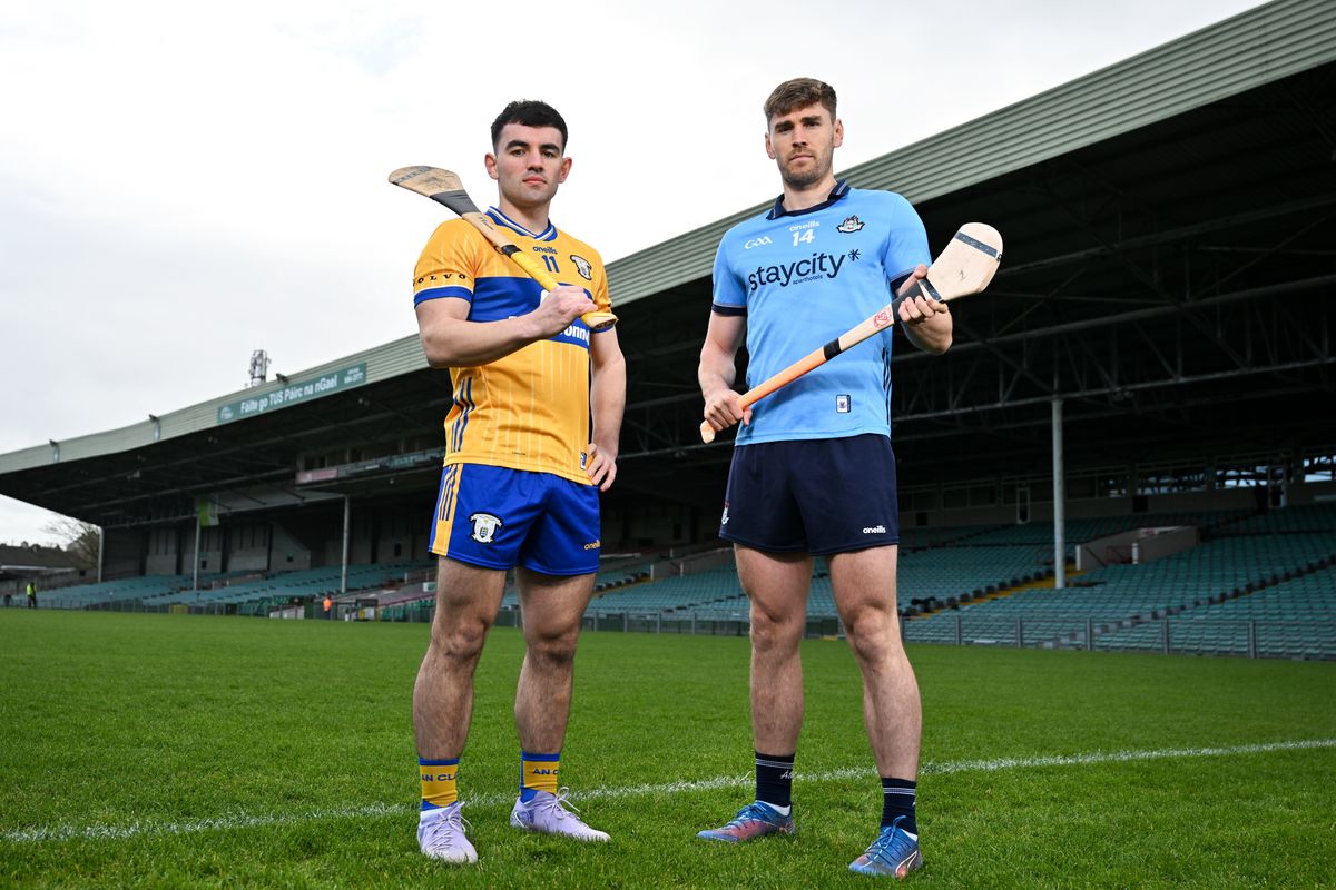 Clare's Mark Rodgers and Dublin's Ronan Hayes pictured ahead of today's National Hurling League Division 1B final at the TUS Gaelic Grounds 