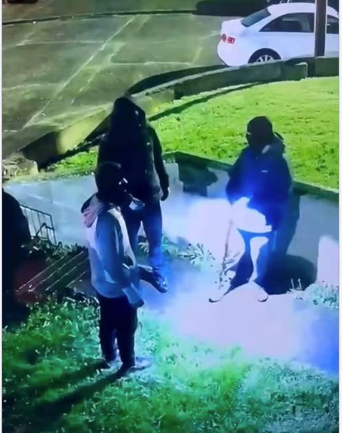 A screengrab from a video posted online of the gang targeting a house in Crumlin, south Dublin, in which they stole three cars.
