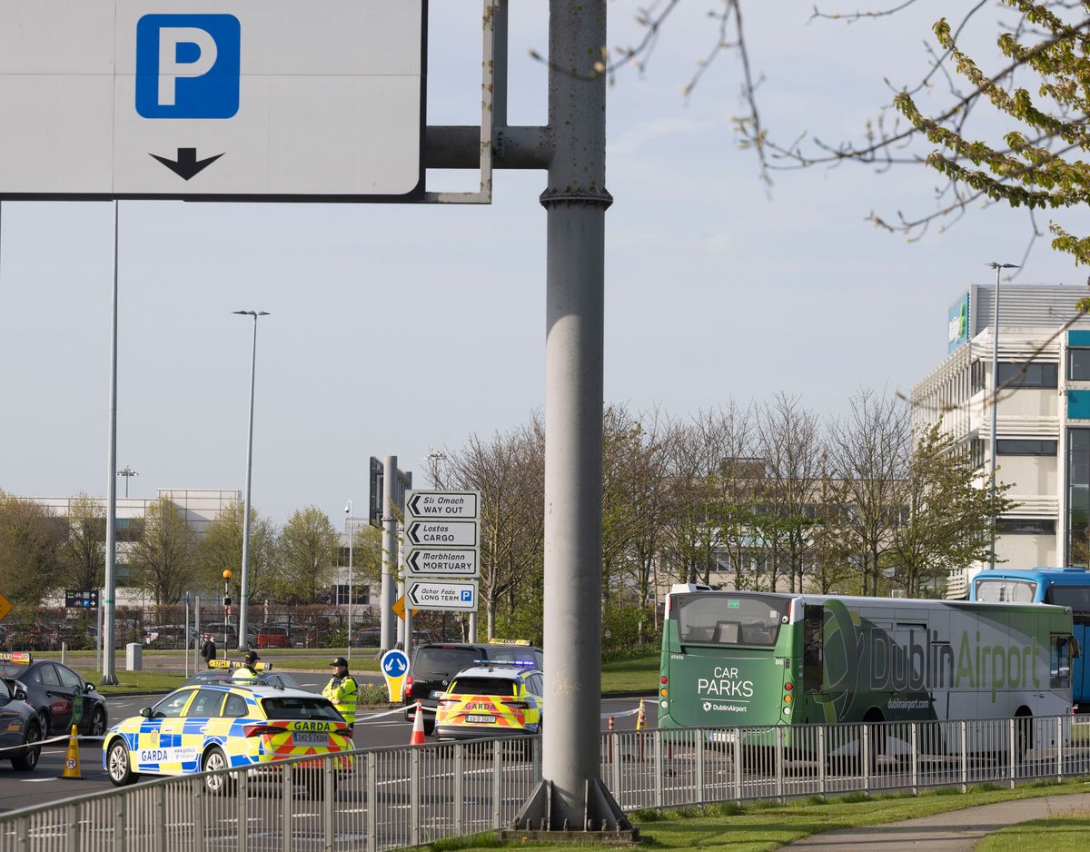 Gardai at the scene of a fatal crash at Dublin Airport