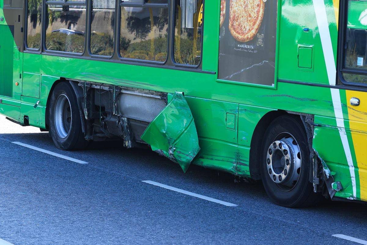 The damaged bus