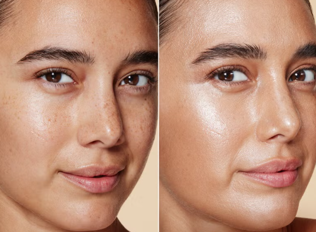 The results of using e.l.f.'s product can be seen on the right image