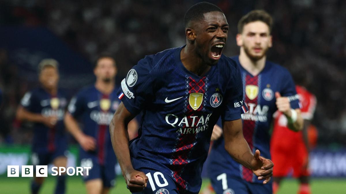 Ousmane Dembele celebrates for PSG