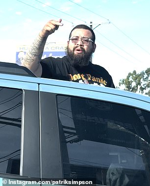 The couple were cut off by a man in a Toyota (pictured), who screamed at them before attacking their vehicle