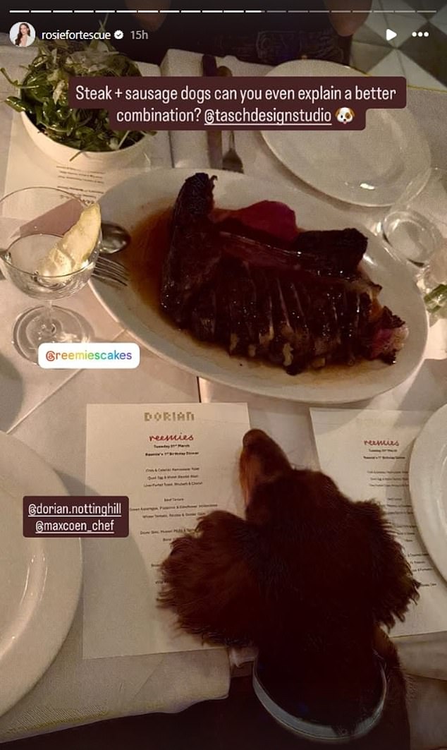 She made yet another dig at her co-star Lucy, after their toxic feud spilled over after Rosie skipped out on her co-star's vegan recipe book launch in favour of enjoying a steak dinner, posting about another steak dinner on Tuesday