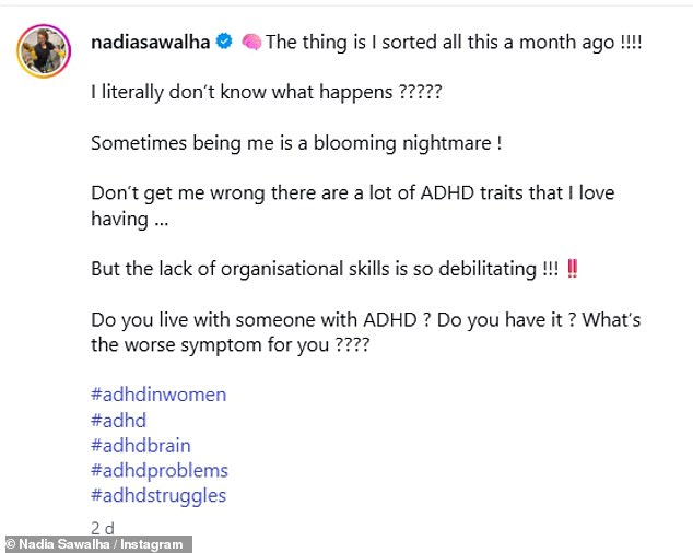 She captioned the video: 'Tell me you have without telling me you have ADHD'
