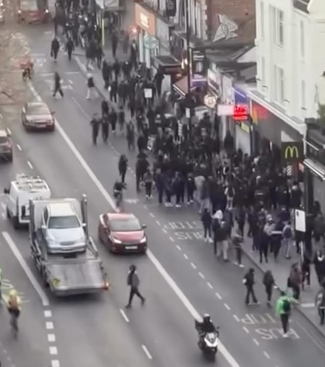 A teen mob causes chaos for locals and police on Clapham High Street earlier this week