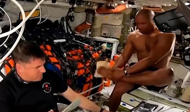 Mission Control cut the images after they realised he’d been caught in a state of undress