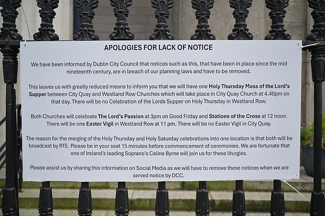 Since it opened in 1837, St Andrew’s has placed a sign on its railings notifying passers-by, tourists and visitors as well as locals, of the times of its services